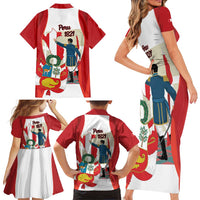Peru Independence Day Family Matching Short Sleeve Bodycon Dress and Hawaiian Shirt Jose de San Martin Fiestas Patrias
