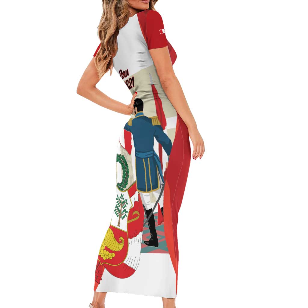 Peru Independence Day Family Matching Short Sleeve Bodycon Dress and Hawaiian Shirt Jose de San Martin Fiestas Patrias