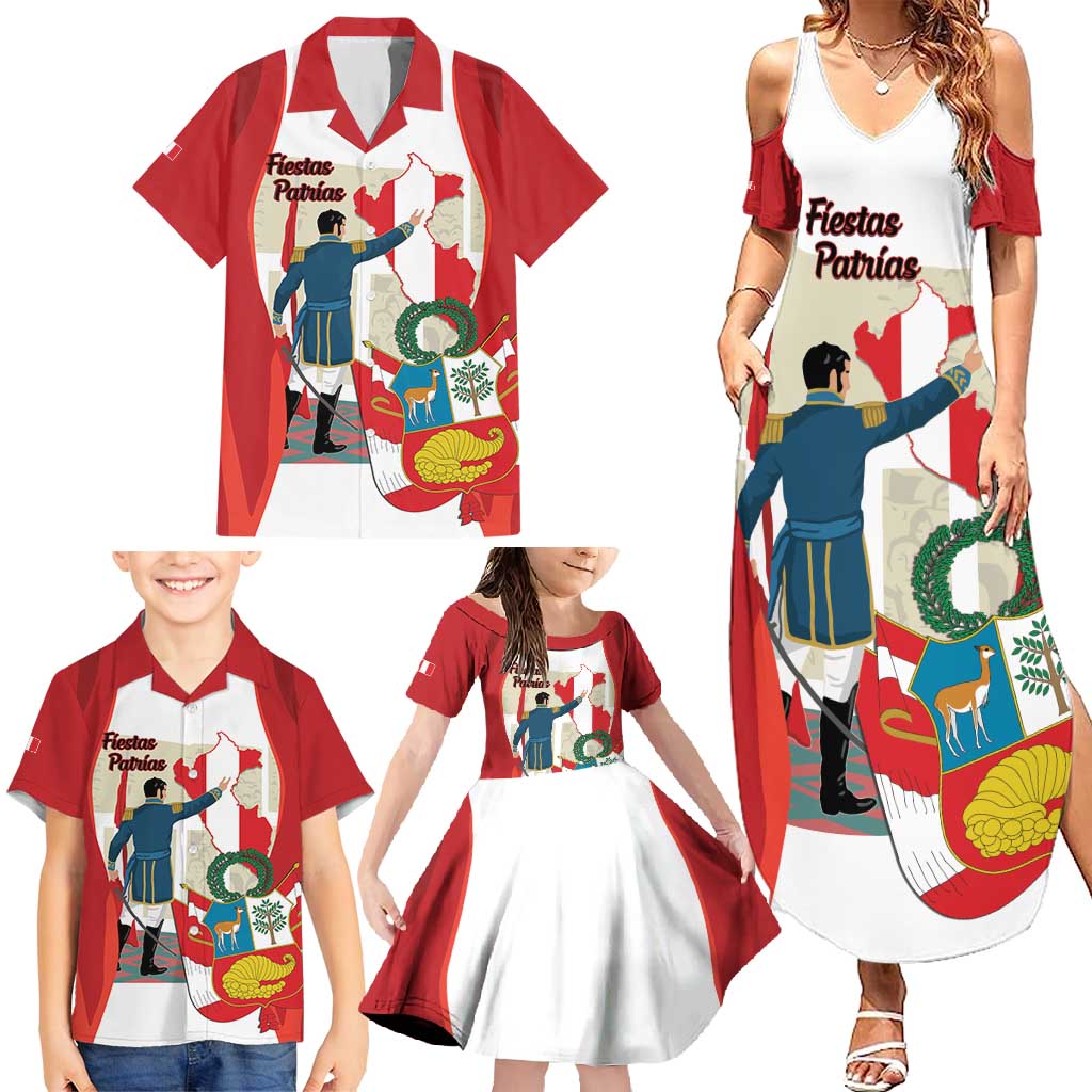 Peru Independence Day Family Matching Summer Maxi Dress and Hawaiian Shirt Jose de San Martin Fiestas Patrias