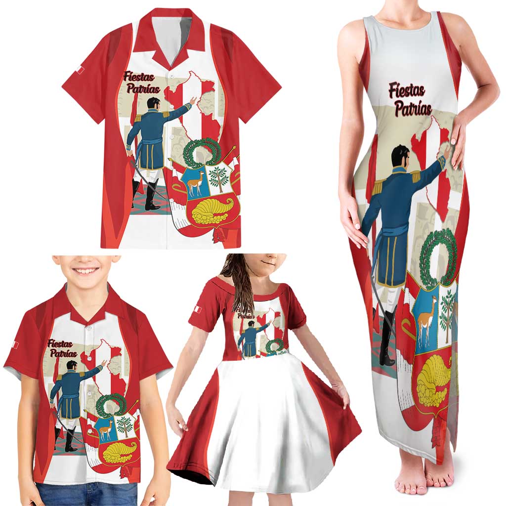 Peru Independence Day Family Matching Tank Maxi Dress and Hawaiian Shirt Jose de San Martin Fiestas Patrias