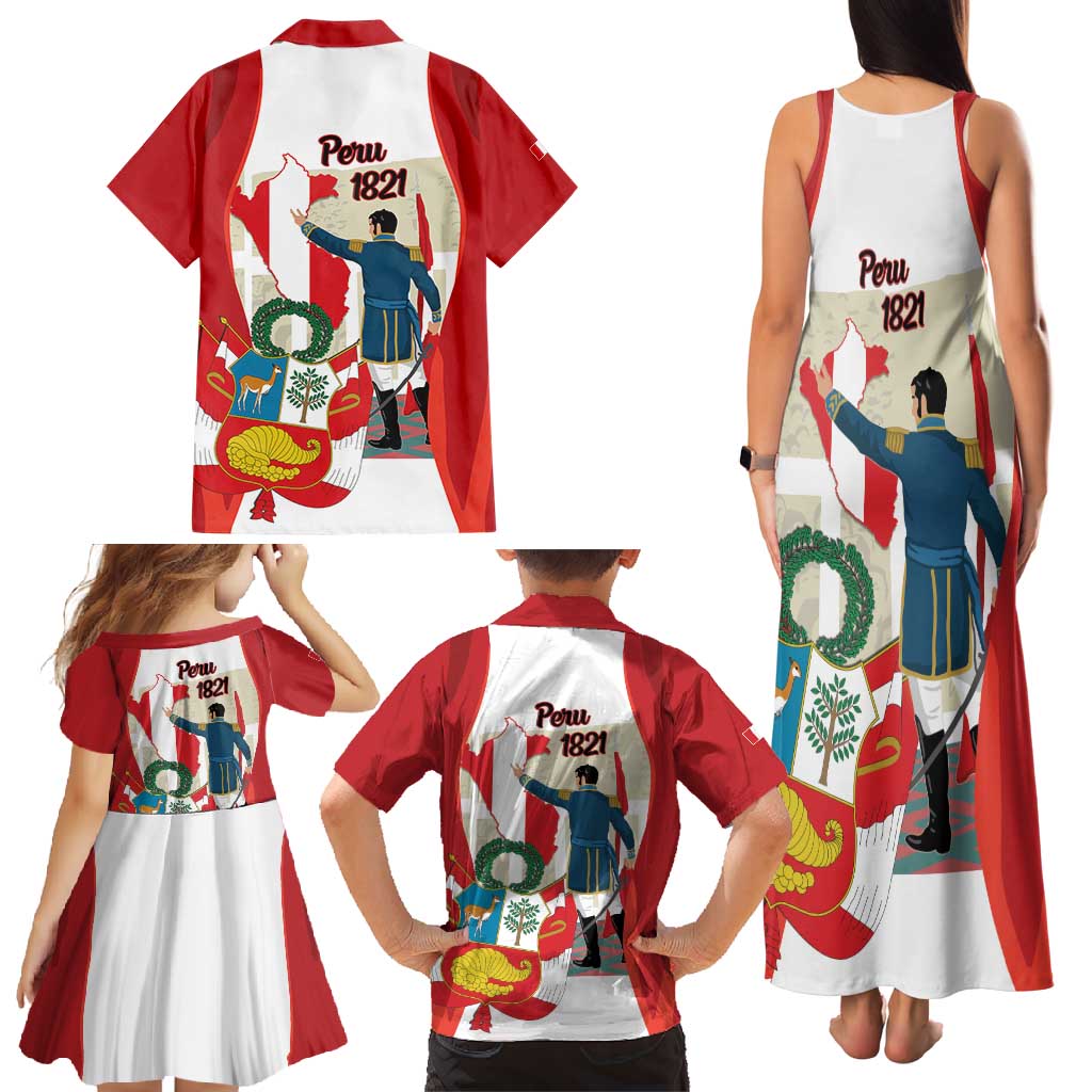 Peru Independence Day Family Matching Tank Maxi Dress and Hawaiian Shirt Jose de San Martin Fiestas Patrias
