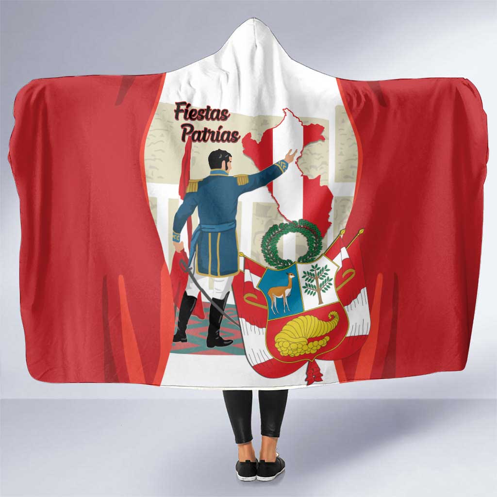 Peru Independence Day Hooded Blanket Jose de San Martin Fiestas Patrias