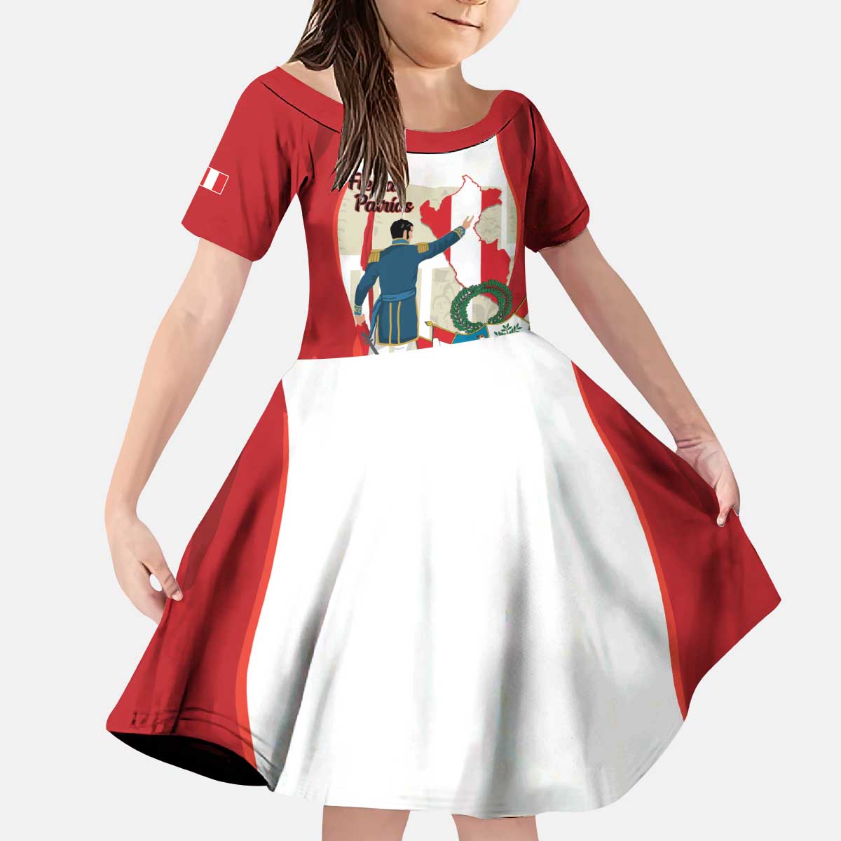 Peru Independence Day Kid Short Sleeve Dress Jose de San Martin Fiestas Patrias