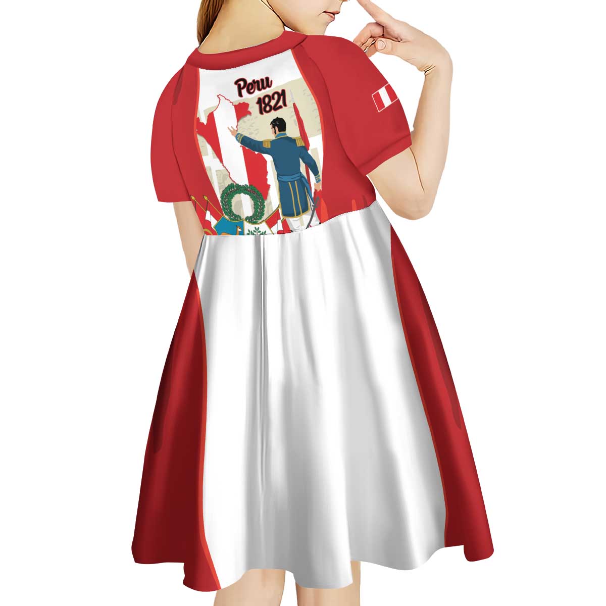 Peru Independence Day Kid Short Sleeve Dress Jose de San Martin Fiestas Patrias