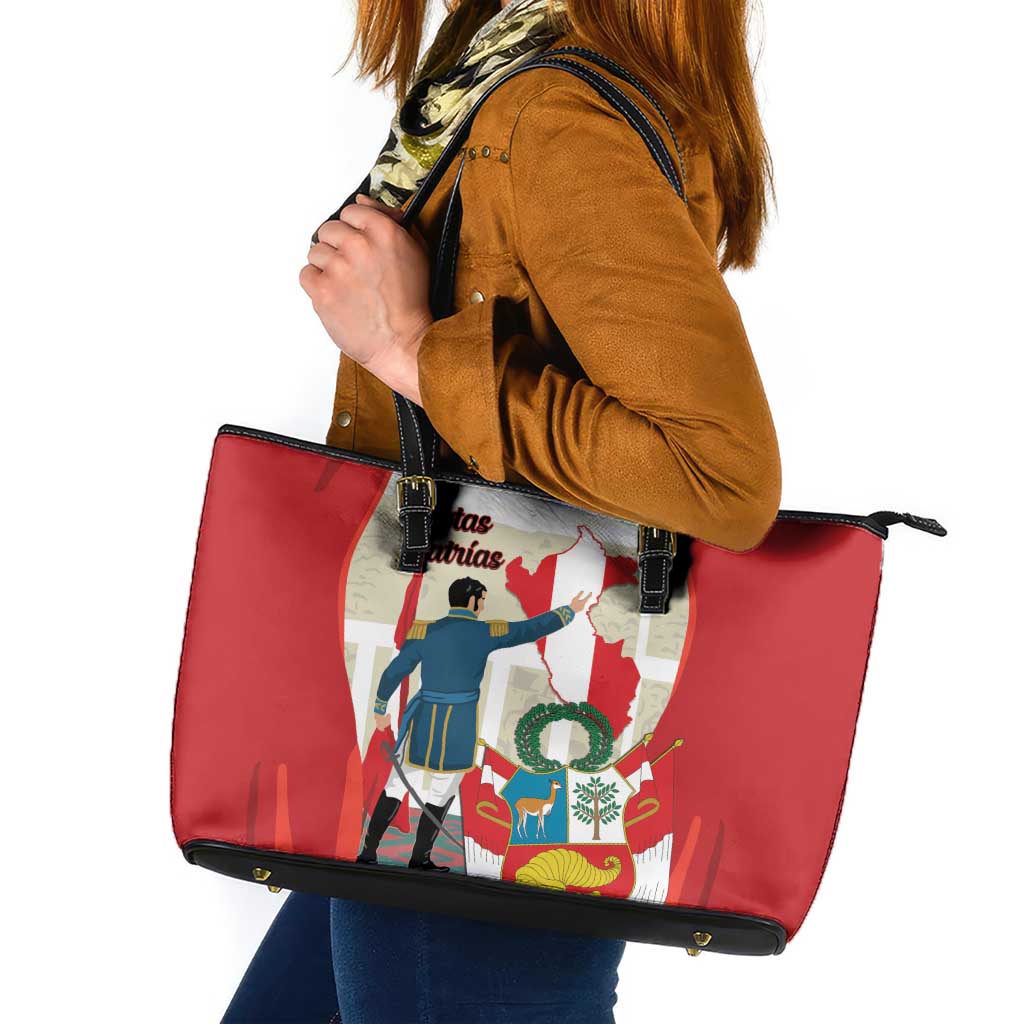 Peru Independence Day Leather Tote Bag Jose de San Martin Fiestas Patrias