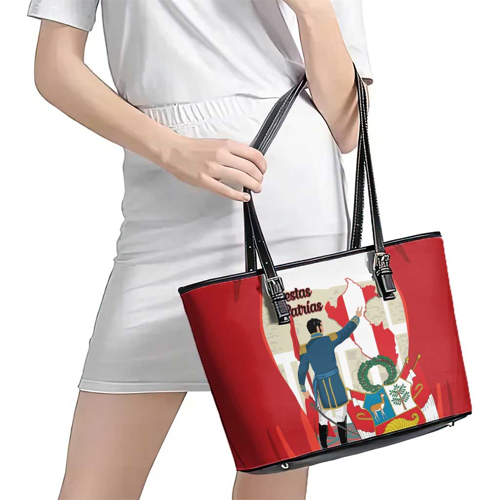 Peru Independence Day Leather Tote Bag Jose de San Martin Fiestas Patrias