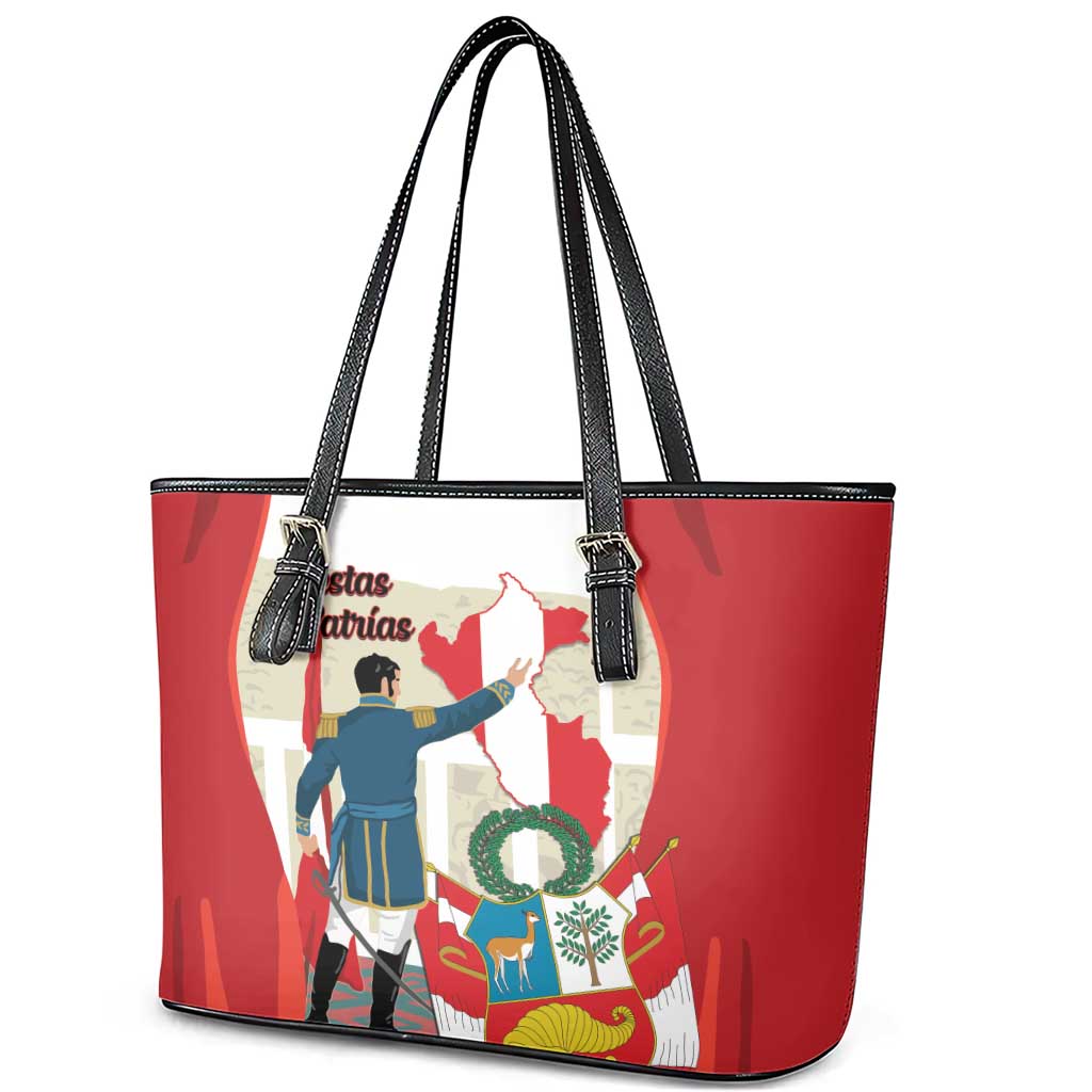 Peru Independence Day Leather Tote Bag Jose de San Martin Fiestas Patrias