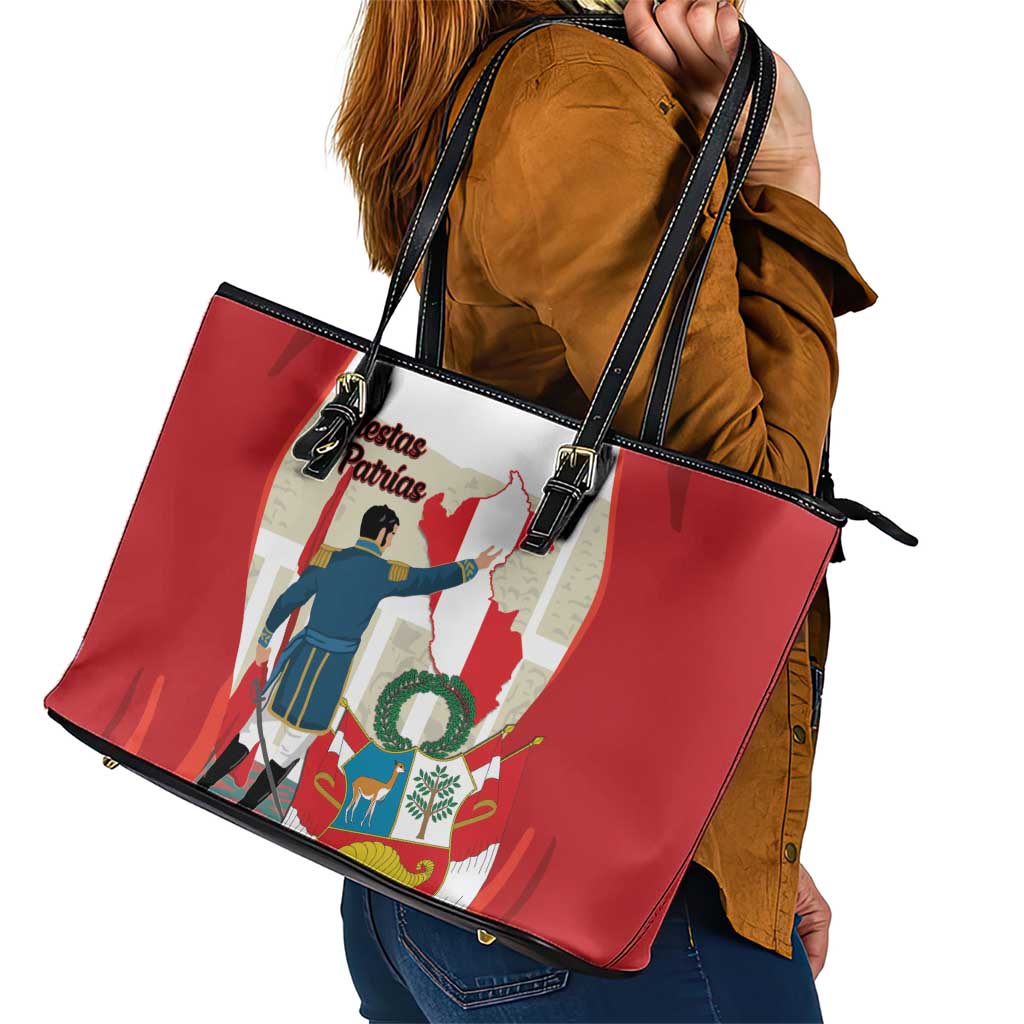 Peru Independence Day Leather Tote Bag Jose de San Martin Fiestas Patrias