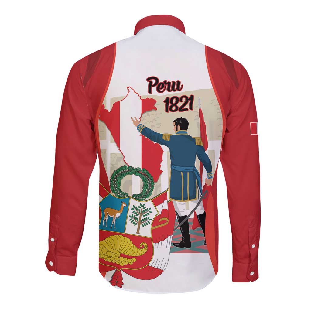 Peru Independence Day Long Sleeve Button Shirt Jose de San Martin Fiestas Patrias