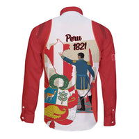Peru Independence Day Long Sleeve Button Shirt Jose de San Martin Fiestas Patrias