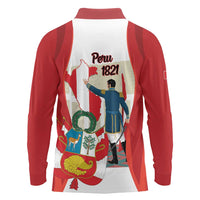 Peru Independence Day Long Sleeve Polo Shirt Jose de San Martin Fiestas Patrias