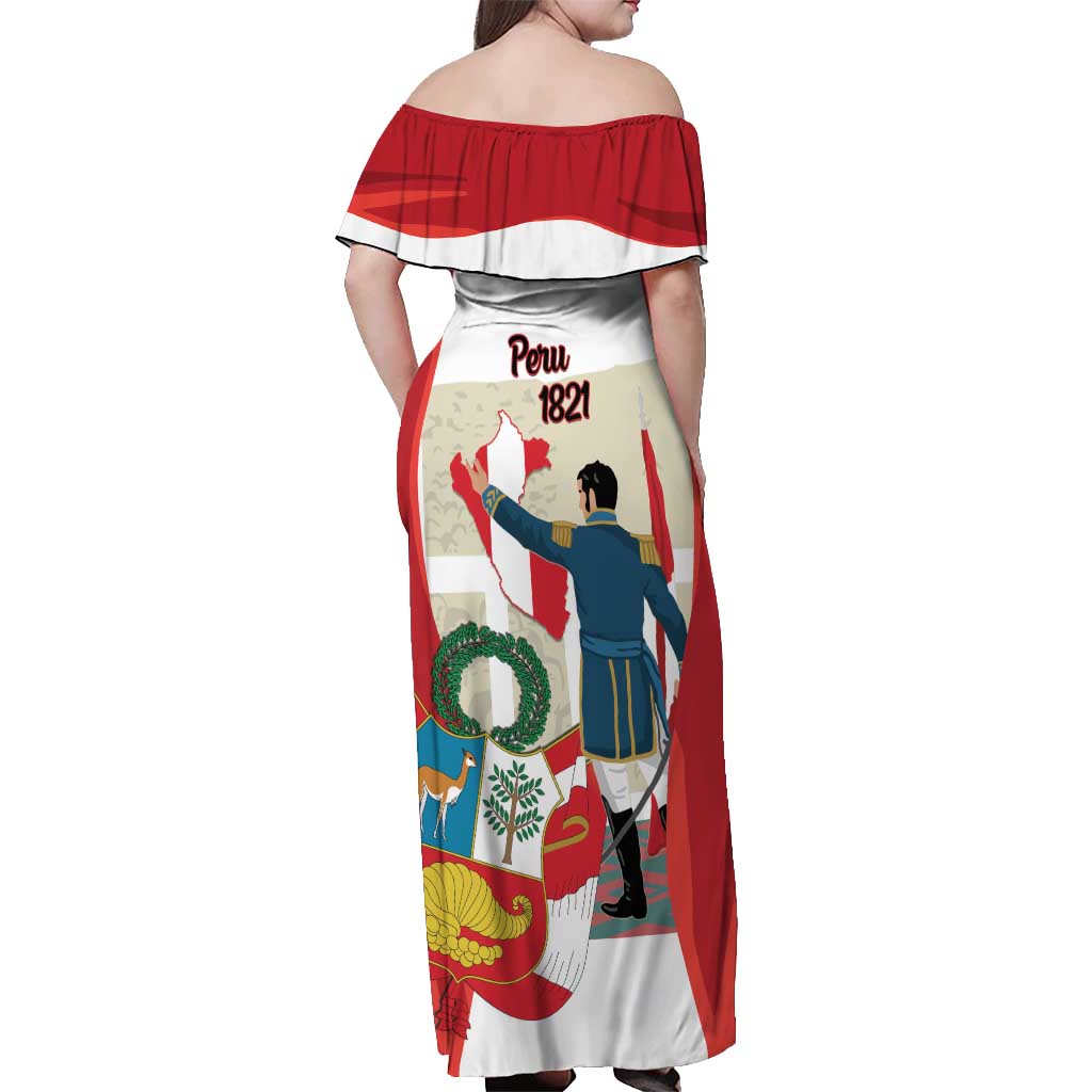 Peru Independence Day Off Shoulder Maxi Dress Jose de San Martin Fiestas Patrias
