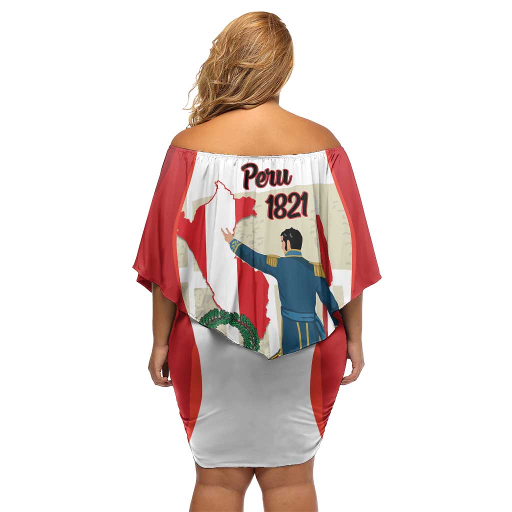 Peru Independence Day Off Shoulder Short Dress Jose de San Martin Fiestas Patrias