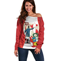 Peru Independence Day Off Shoulder Sweater Jose de San Martin Fiestas Patrias