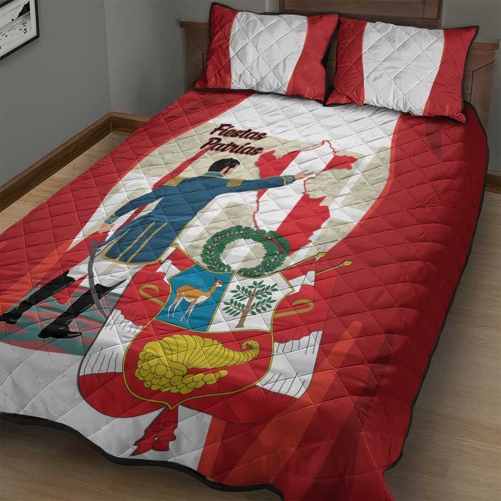Peru Independence Day Quilt Bed Set Jose de San Martin Fiestas Patrias