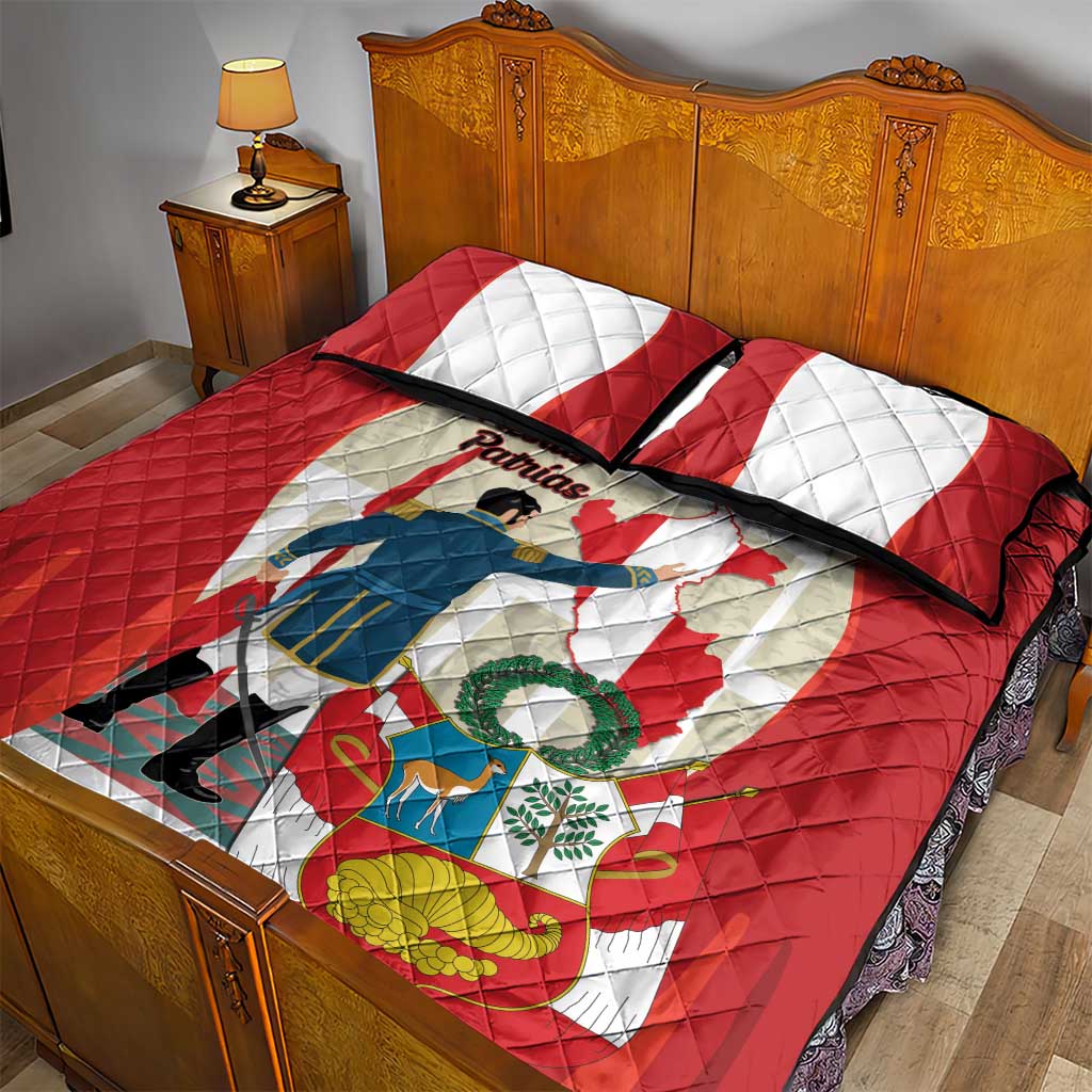 Peru Independence Day Quilt Bed Set Jose de San Martin Fiestas Patrias