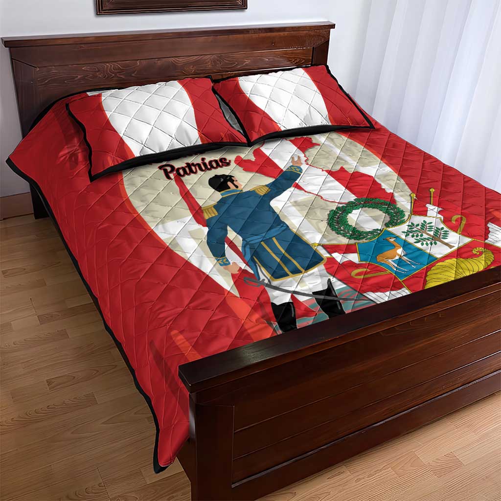 Peru Independence Day Quilt Bed Set Jose de San Martin Fiestas Patrias