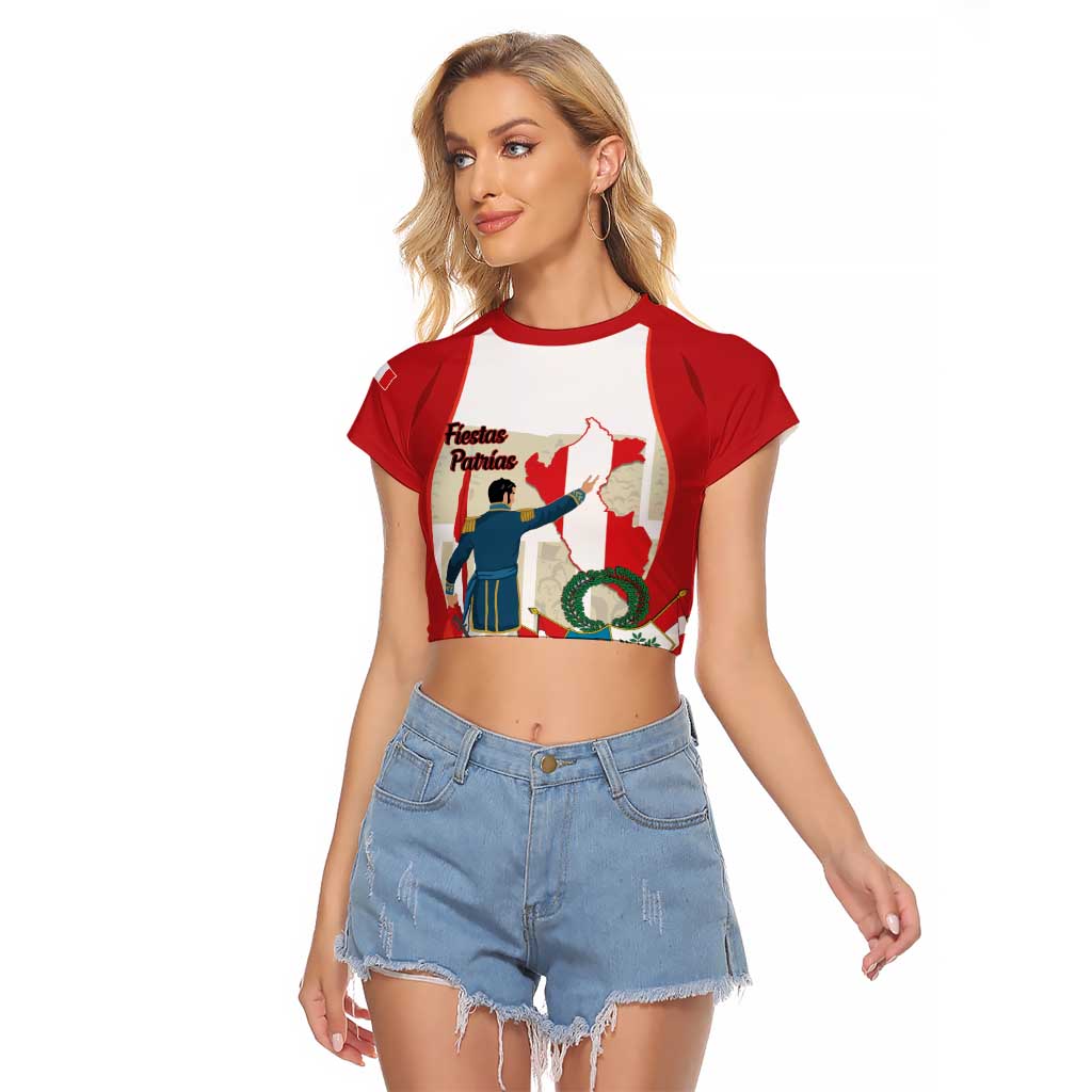 Peru Independence Day Raglan Cropped T Shirt Jose de San Martin Fiestas Patrias
