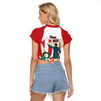 Peru Independence Day Raglan Cropped T Shirt Jose de San Martin Fiestas Patrias