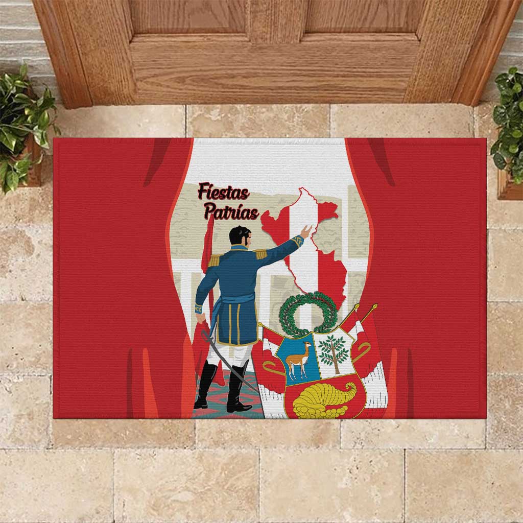 Peru Independence Day Rubber Doormat Jose de San Martin Fiestas Patrias