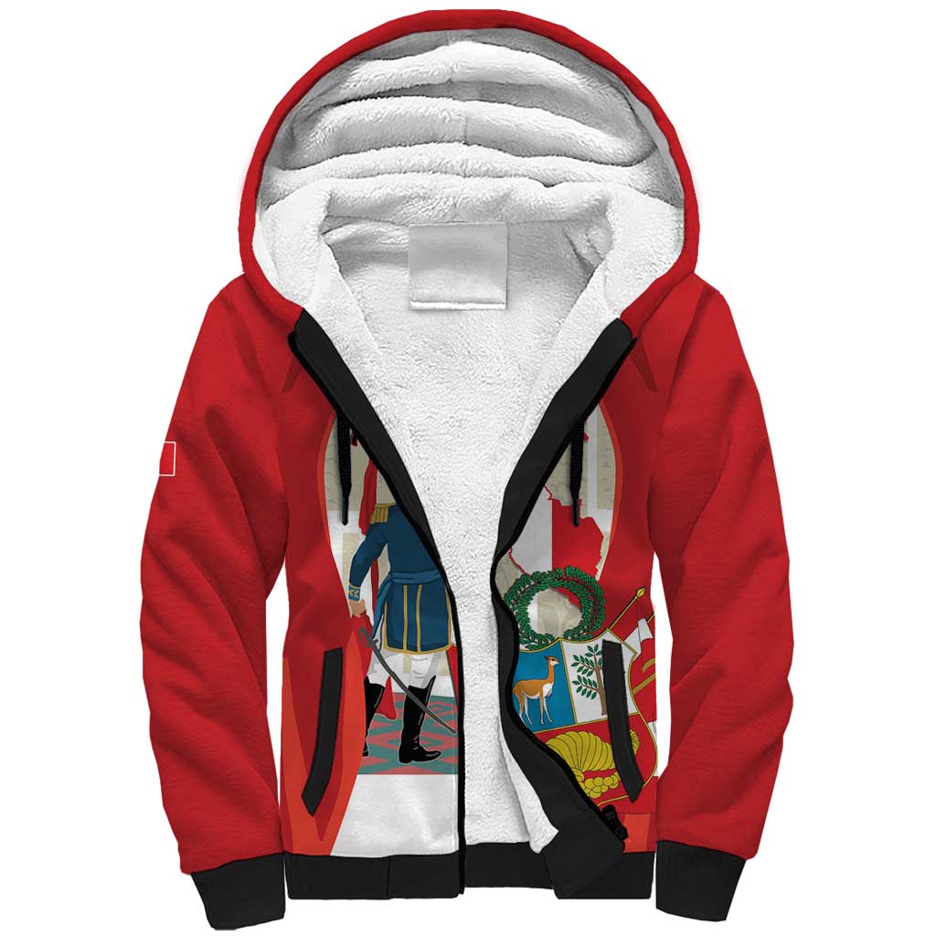 Peru Independence Day Sherpa Hoodie Jose de San Martin Fiestas Patrias