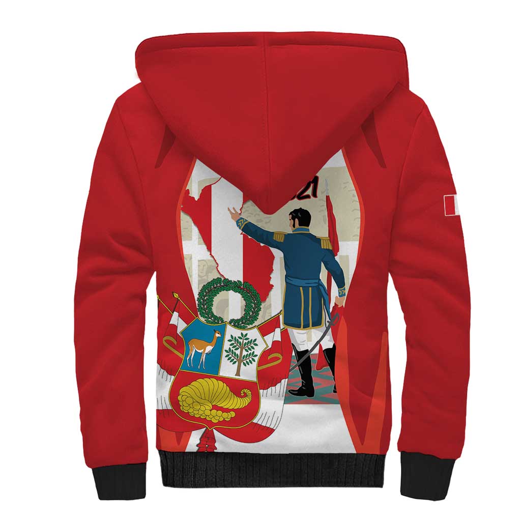 Peru Independence Day Sherpa Hoodie Jose de San Martin Fiestas Patrias