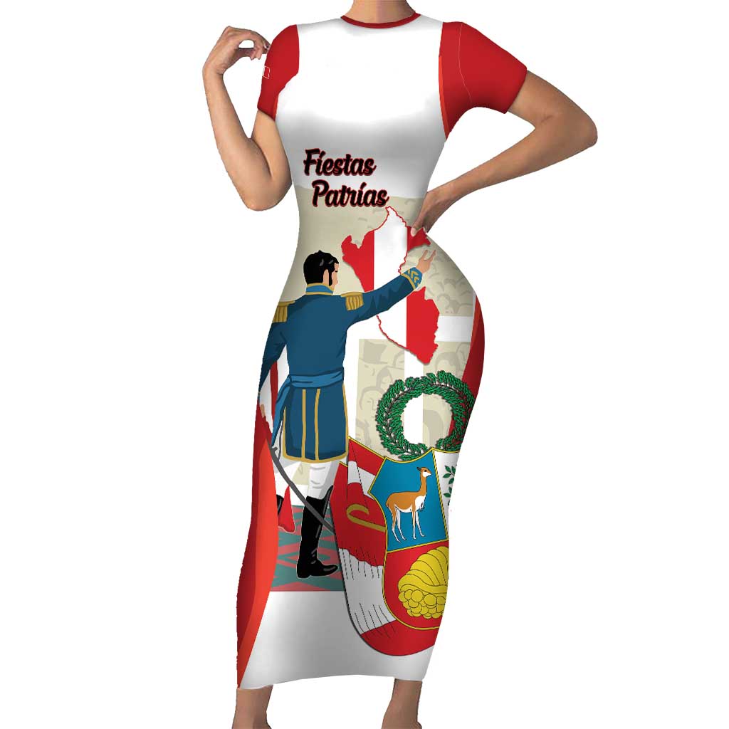 Peru Independence Day Short Sleeve Bodycon Dress Jose de San Martin Fiestas Patrias