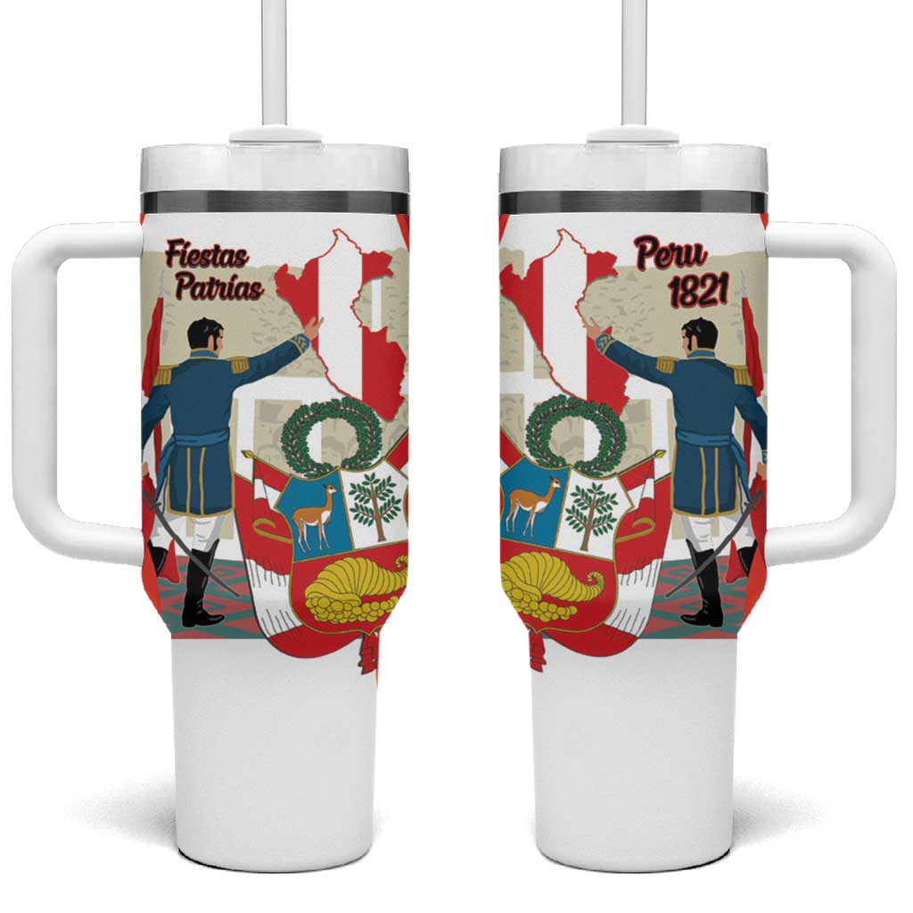 Peru Independence Day Tumbler With Handle Jose de San Martin Fiestas Patrias