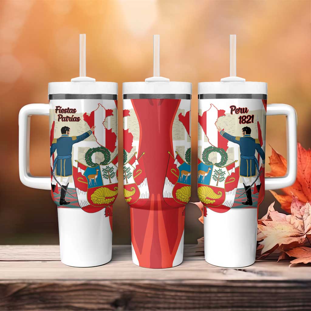 Peru Independence Day Tumbler With Handle Jose de San Martin Fiestas Patrias