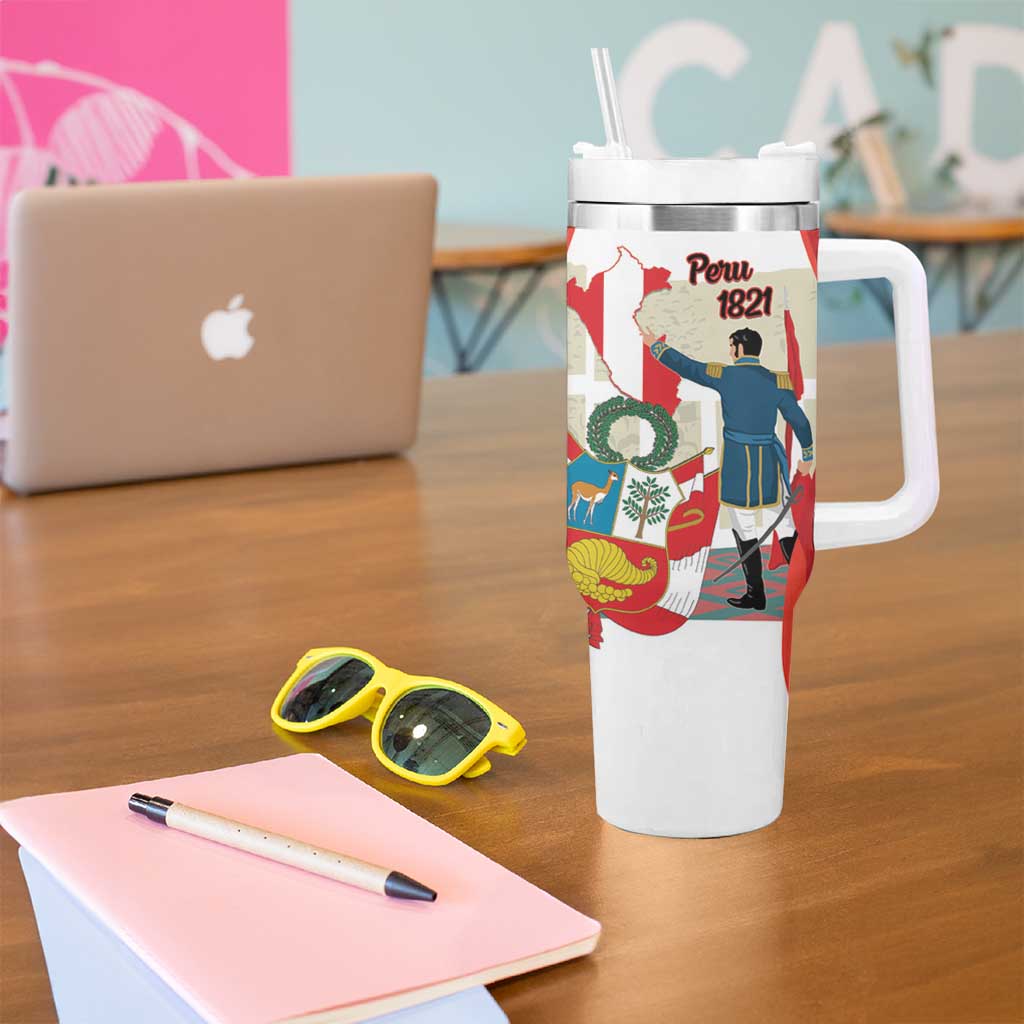 Peru Independence Day Tumbler With Handle Jose de San Martin Fiestas Patrias