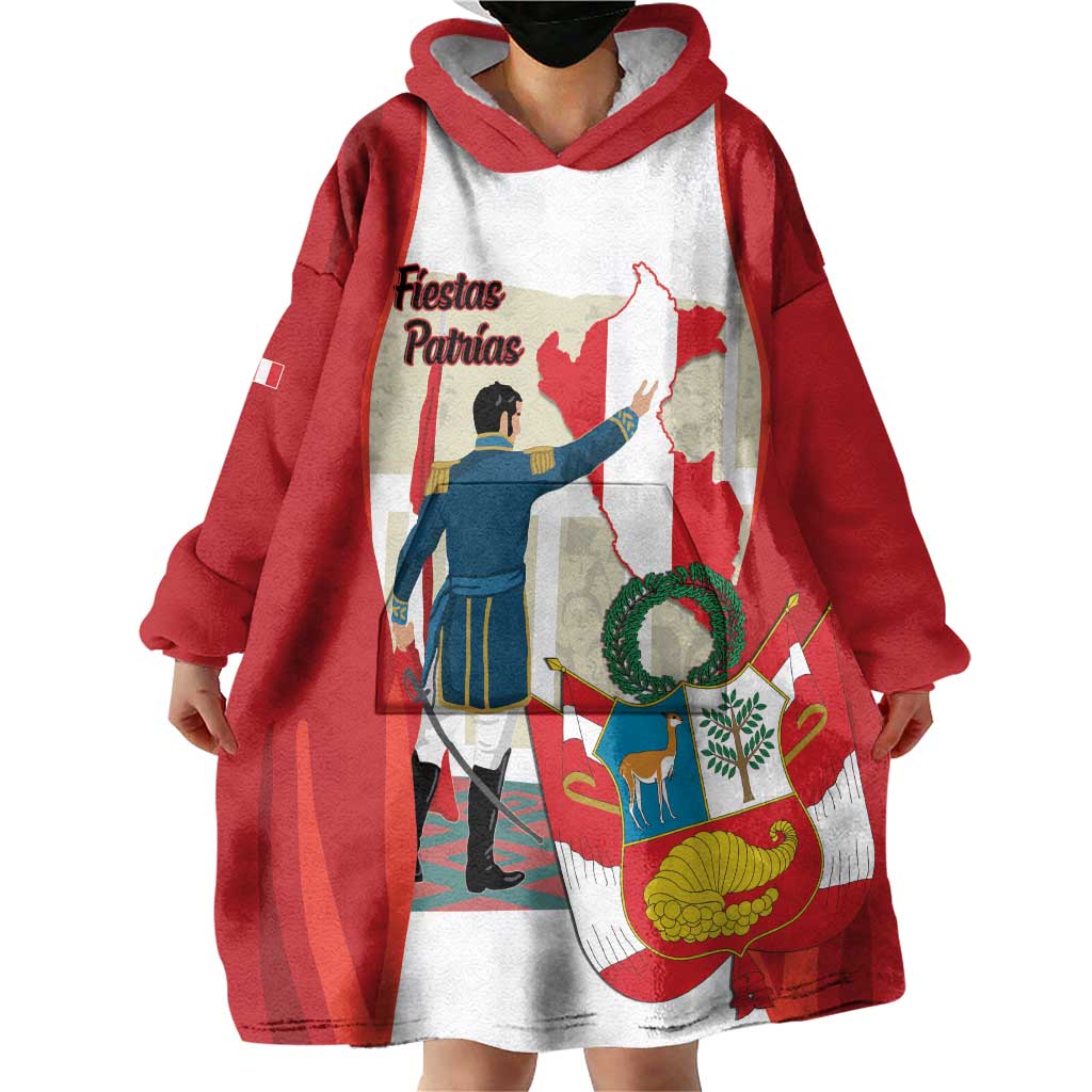 Peru Independence Day Wearable Blanket Hoodie Jose de San Martin Fiestas Patrias