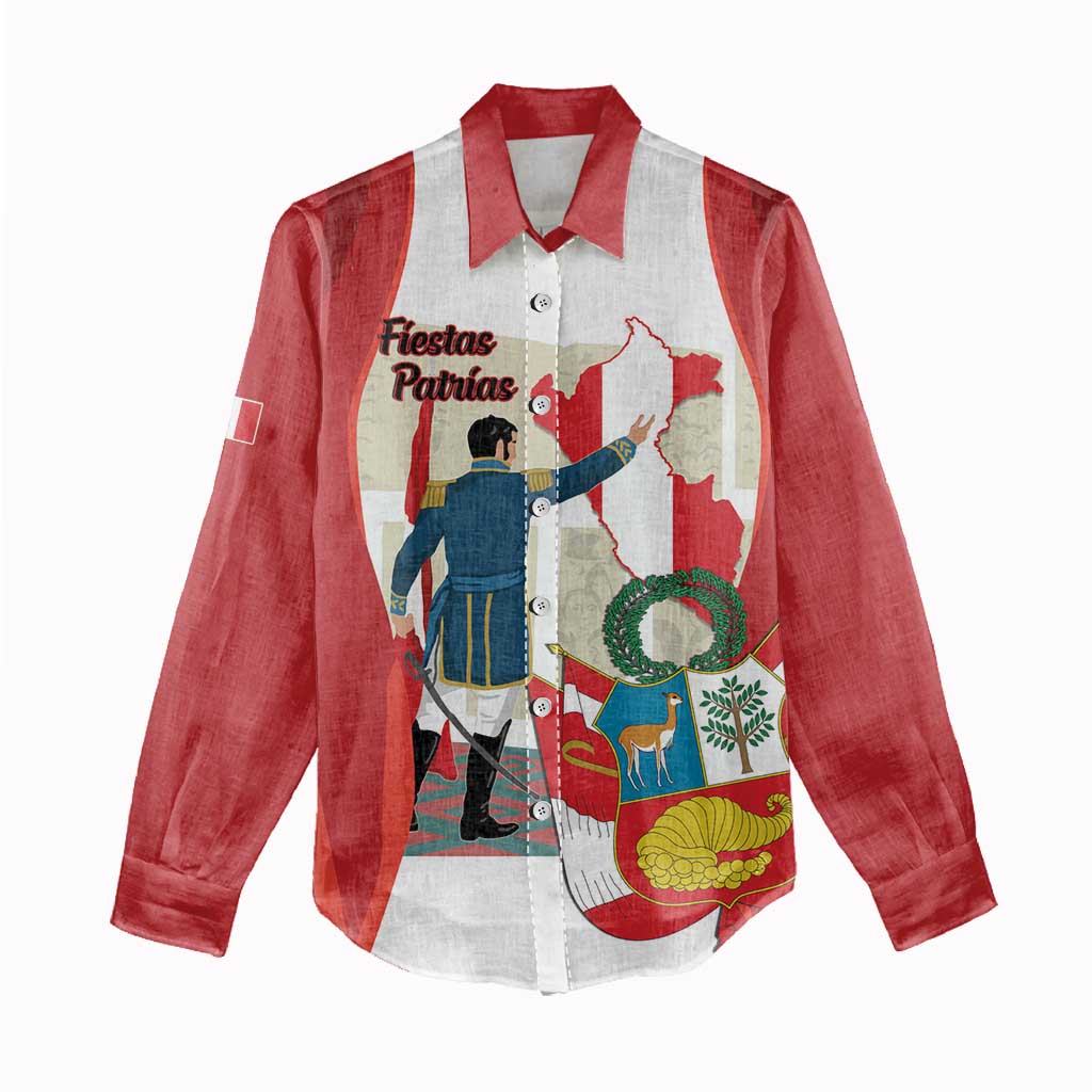 Peru Independence Day Women Casual Shirt Jose de San Martin Fiestas Patrias