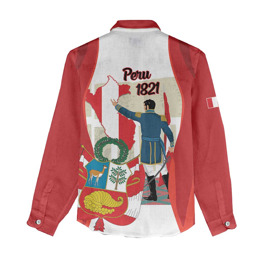Peru Independence Day Women Casual Shirt Jose de San Martin Fiestas Patrias