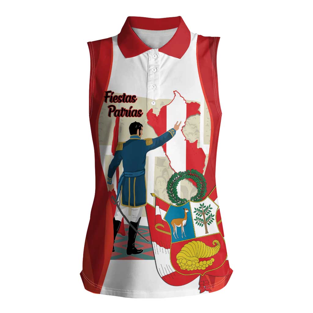 Peru Independence Day Women Sleeveless Polo Shirt Jose de San Martin Fiestas Patrias