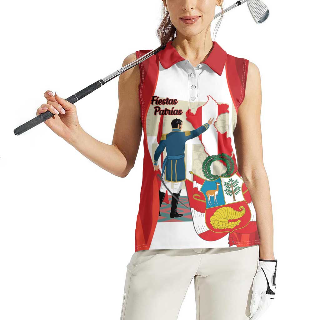 Peru Independence Day Women Sleeveless Polo Shirt Jose de San Martin Fiestas Patrias