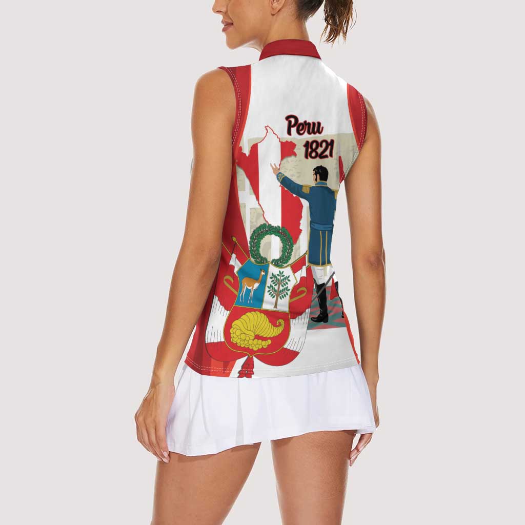 Peru Independence Day Women Sleeveless Polo Shirt Jose de San Martin Fiestas Patrias