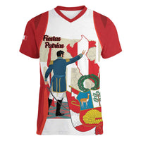 Peru Independence Day Women V-Neck T-Shirt Jose de San Martin Fiestas Patrias