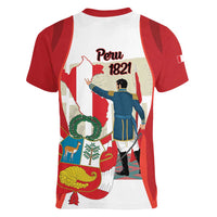 Peru Independence Day Women V-Neck T-Shirt Jose de San Martin Fiestas Patrias