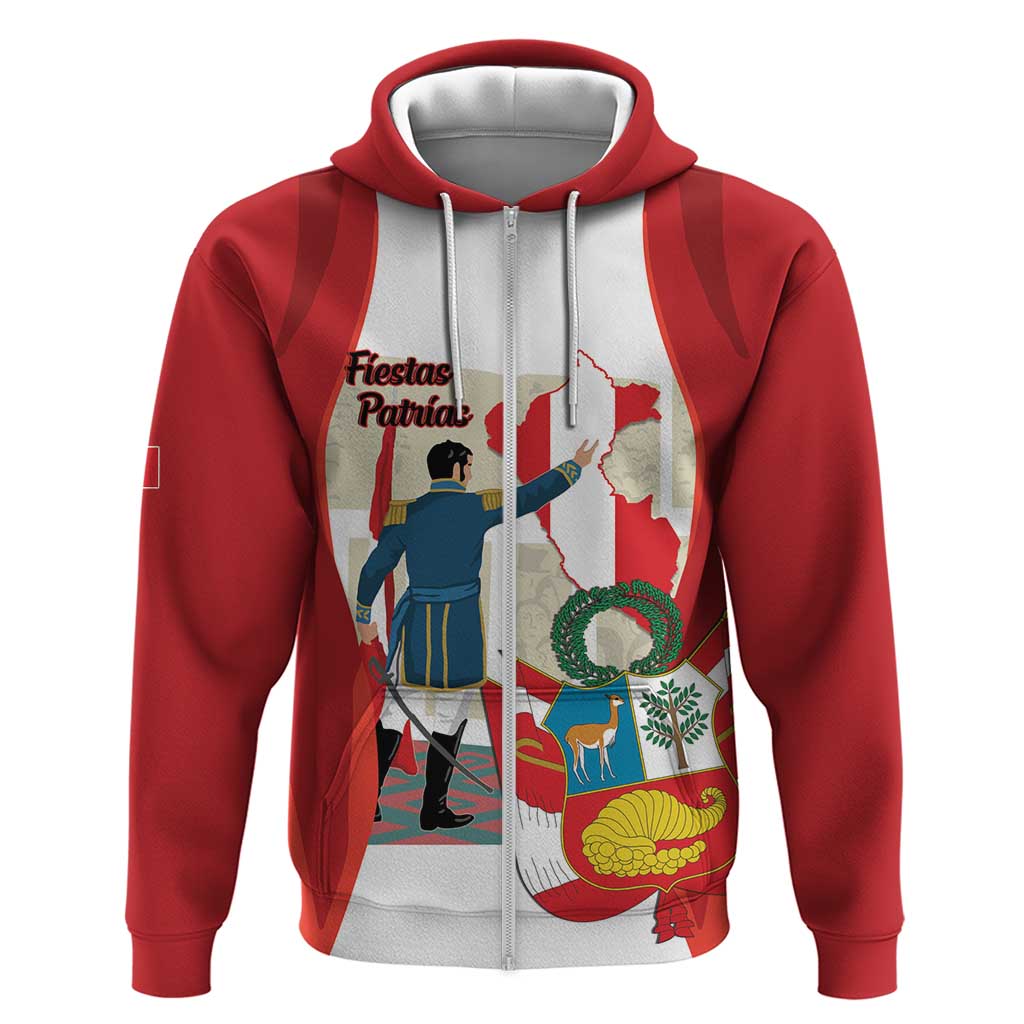 Peru Independence Day Zip Hoodie Jose de San Martin Fiestas Patrias