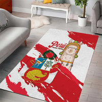 Fiestas Patrias de Peru Area Rug Coat Of Arms With Cute Alpaca Face