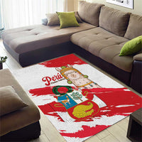 Fiestas Patrias de Peru Area Rug Coat Of Arms With Cute Alpaca Face