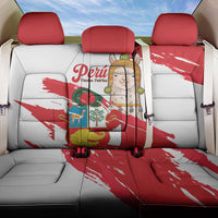 Fiestas Patrias de Peru Back Car Seat Cover Coat Of Arms With Cute Alpaca Face