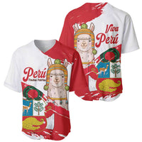 Fiestas Patrias de Peru Baseball Jersey Coat Of Arms With Cute Alpaca Face