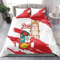 Fiestas Patrias de Peru Bedding Set Coat Of Arms With Cute Alpaca Face