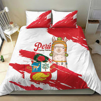 Fiestas Patrias de Peru Bedding Set Coat Of Arms With Cute Alpaca Face