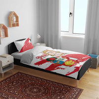 Fiestas Patrias de Peru Bedding Set Coat Of Arms With Cute Alpaca Face