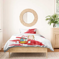 Fiestas Patrias de Peru Bedding Set Coat Of Arms With Cute Alpaca Face