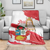 Fiestas Patrias de Peru Blanket Coat Of Arms With Cute Alpaca Face