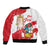 Fiestas Patrias de Peru Bomber Jacket Coat Of Arms With Cute Alpaca Face
