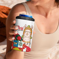 Fiestas Patrias de Peru 4 in 1 Can Cooler Tumbler Coat Of Arms With Cute Alpaca Face